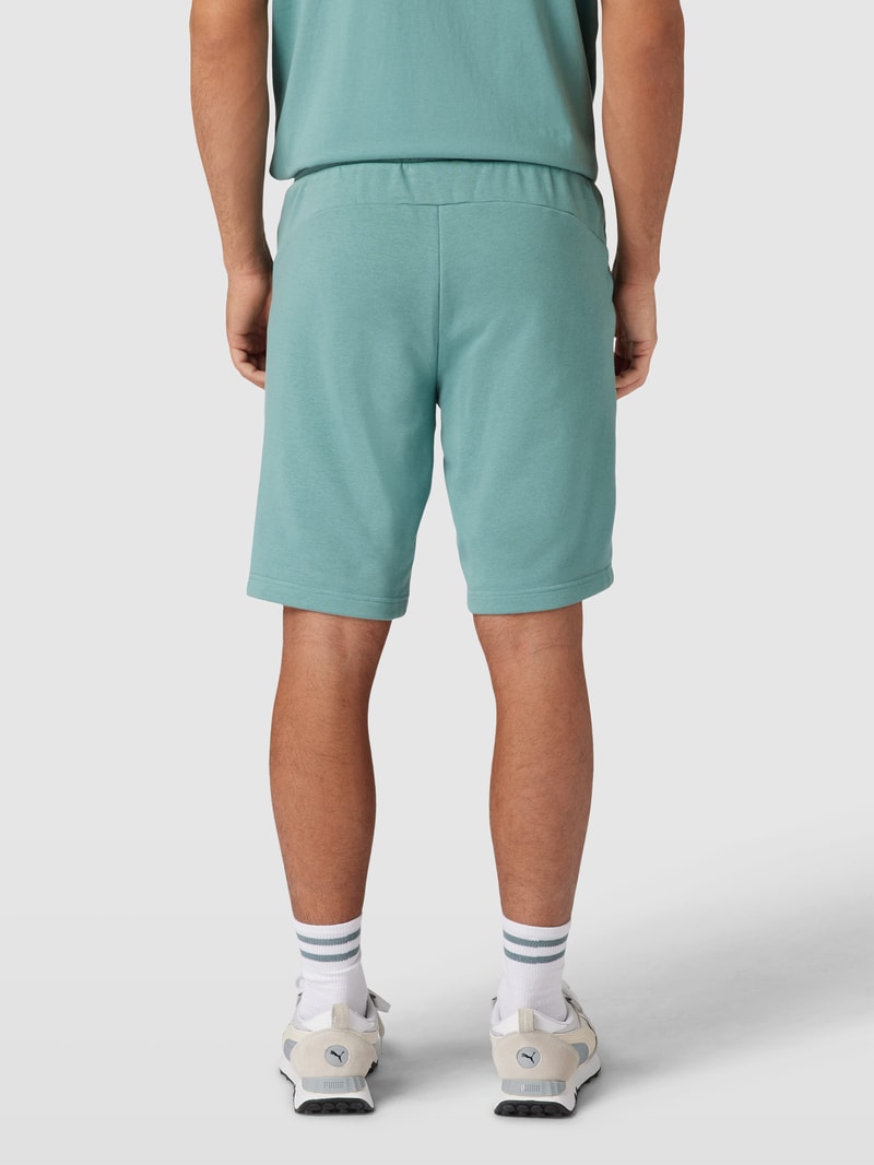 Sweatshorts mit Label-Print in petrol