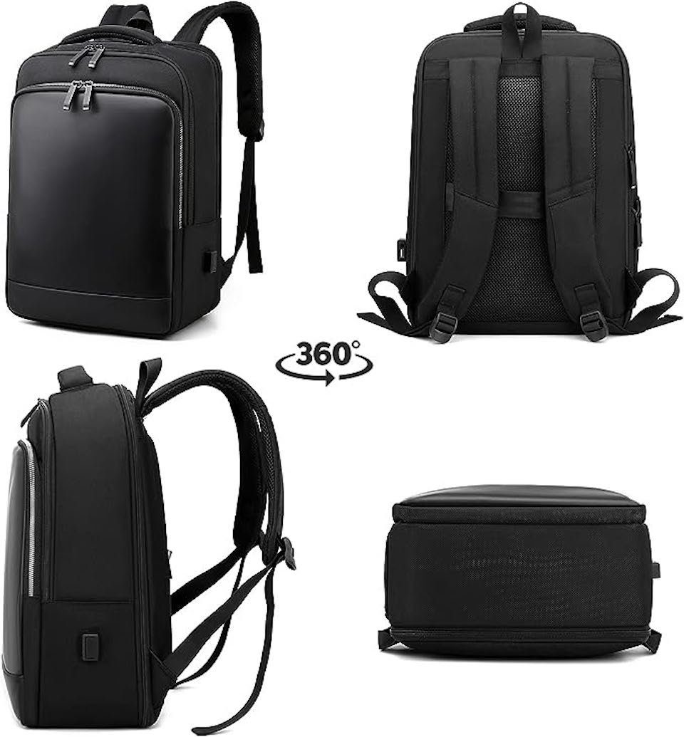 Diyarts Laptoptasche (Multifunktionaler Rucksack, Geräumig mit vielseitigen Stauraum), 15,6-Zoll Laptop-Rucksack aus wasserabweisendem PU-Leder