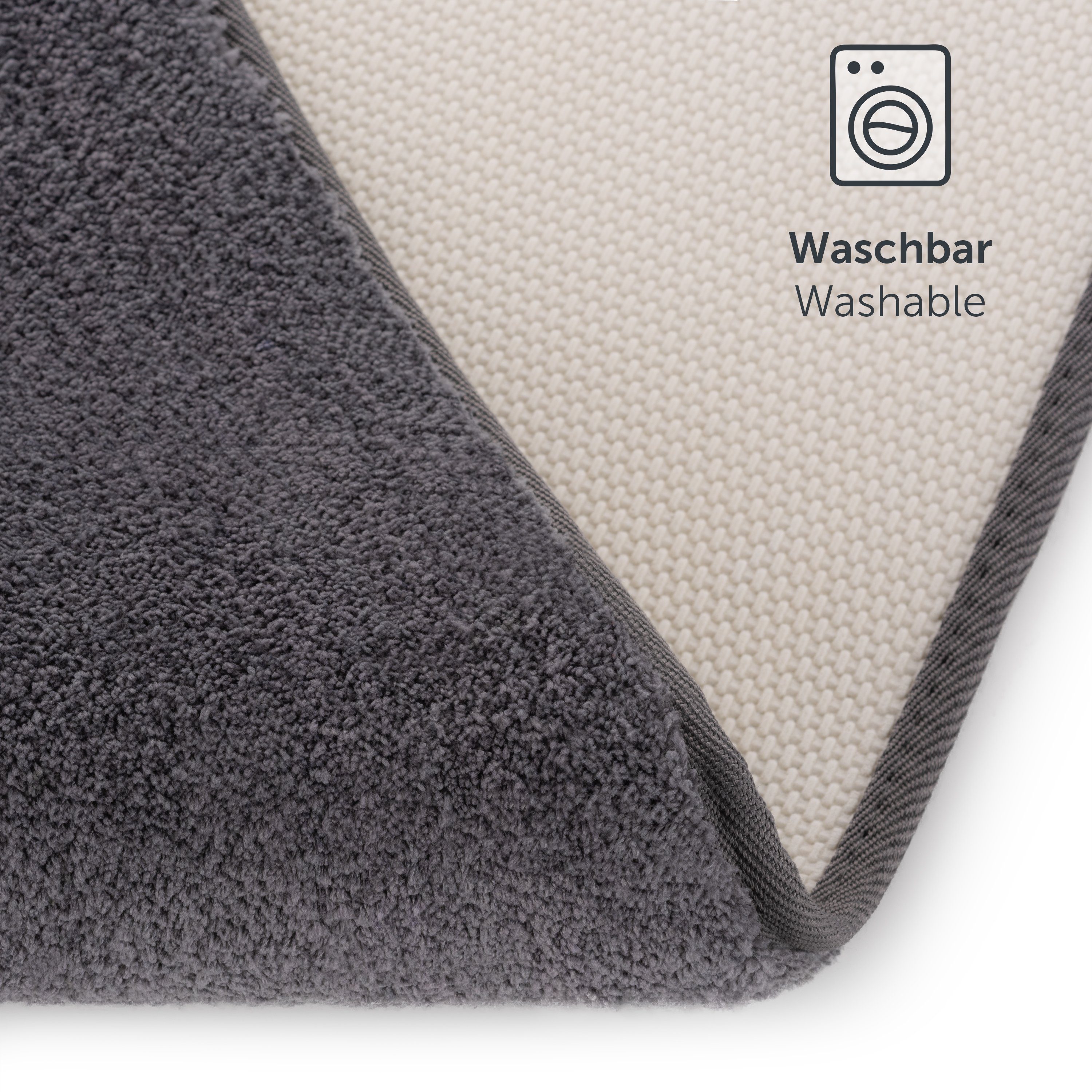 Badematte Badezimmerteppich rutschfest, weiche Badematte Blumtal, rutschsicher, strapazierfähig, waschbar, Polyester, Badvorleger in 50x80 cm - waschbar