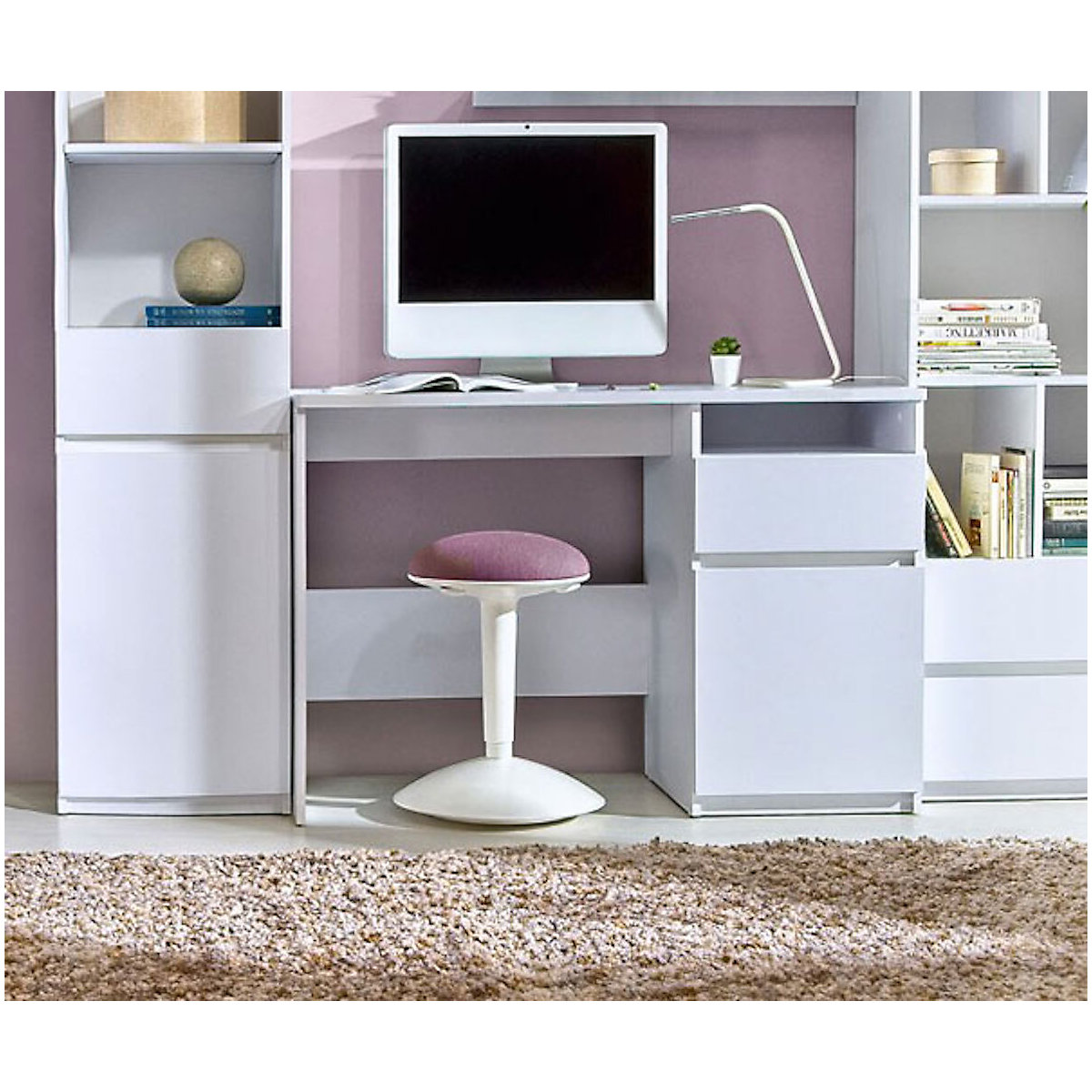 Schreibtisch Computertisch Arcca 120cm Farbe wählbar grifflos 1-türig mit 1 Schublade