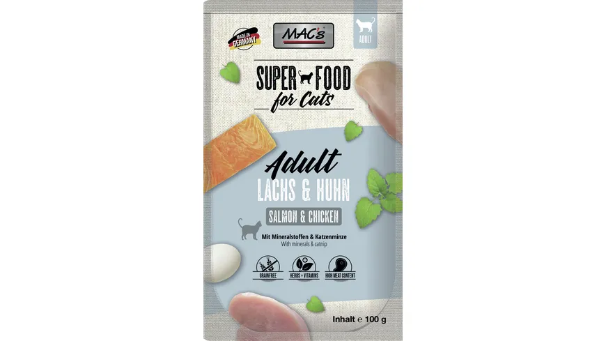 MAC's CAT Katzennassfutter Pouchpack Lachs & Huhn 100 g