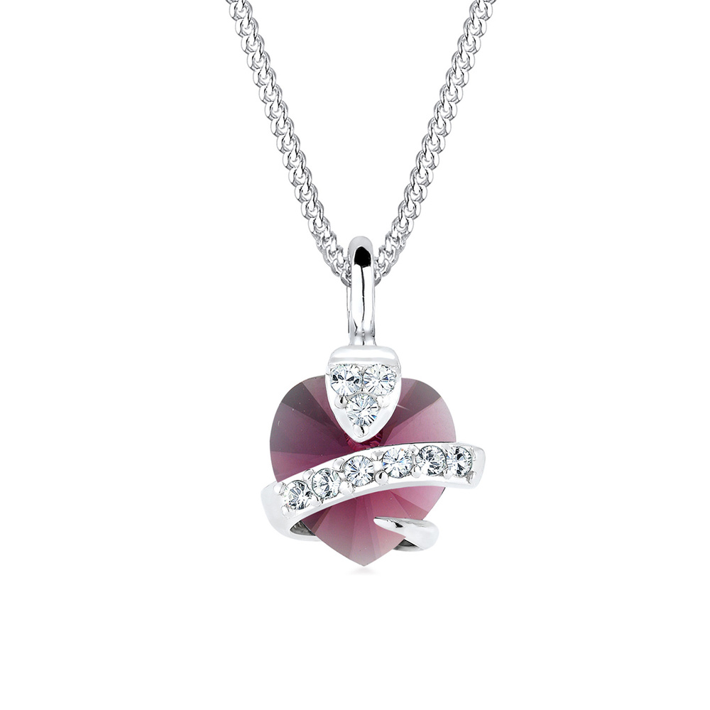 Elli Elli Collier Femme Pendentif Coeur Précieux avec Cristal en Argent Sterling 925 collier