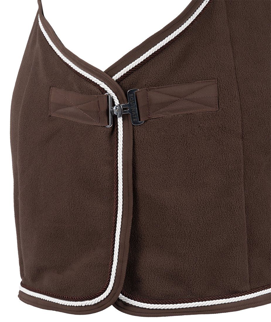 Equinate Pferde-Abschwitzdecke Abschwitzdecke Arizona Polar Fleece mit Kreuzbegurtung und Zierkordeln, atmungsaktiv