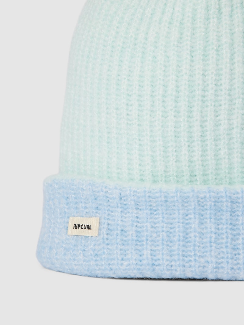 Beanie mit Label-Detail in Two-Tone-Machart in hellblau