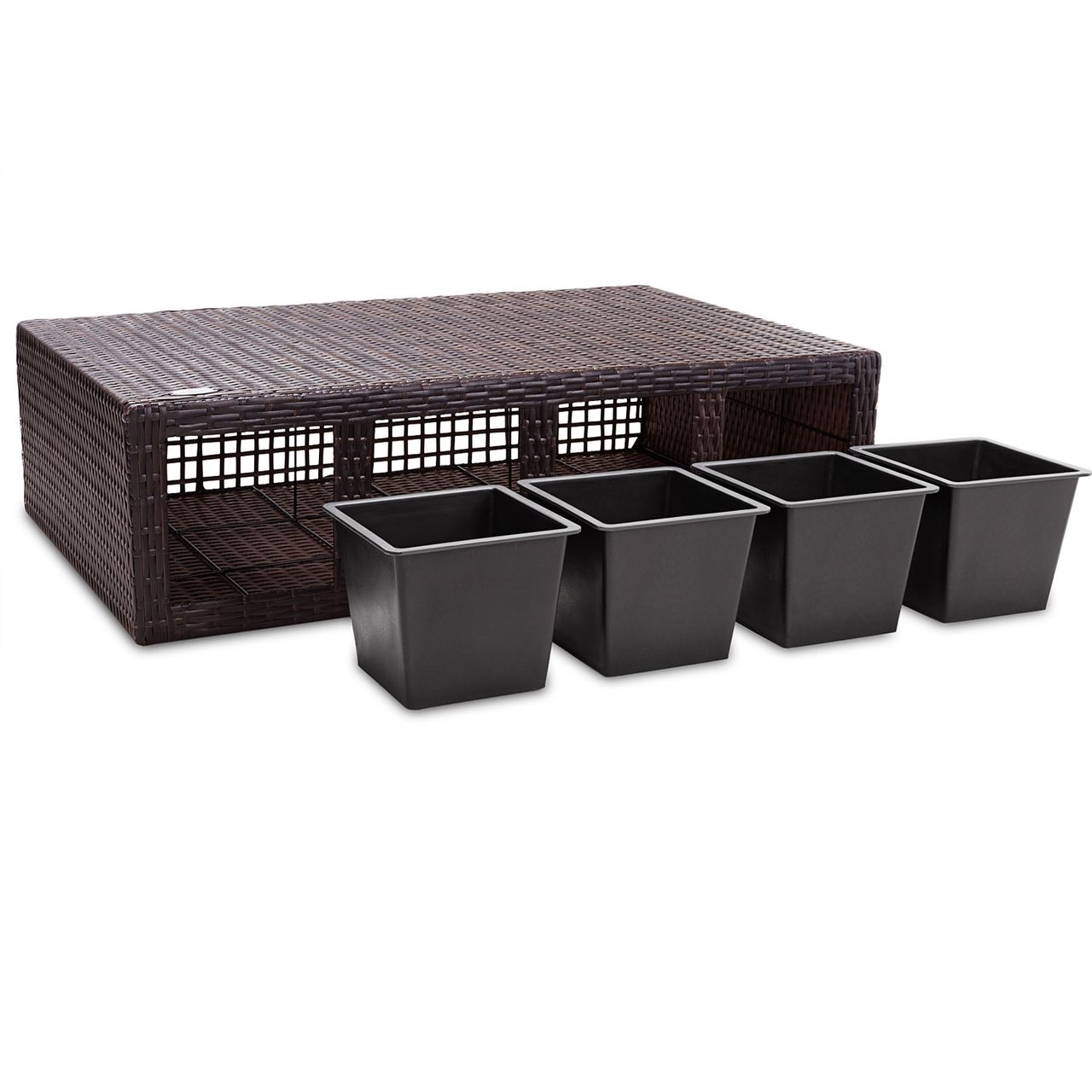 Casaria Blumenkasten Polyrattan 4er 95 x 60 x 27cm braun