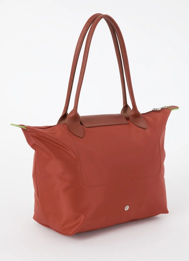 Longchamp Le Pliage Green M -olkalaukku nahkayksityiskohdilla