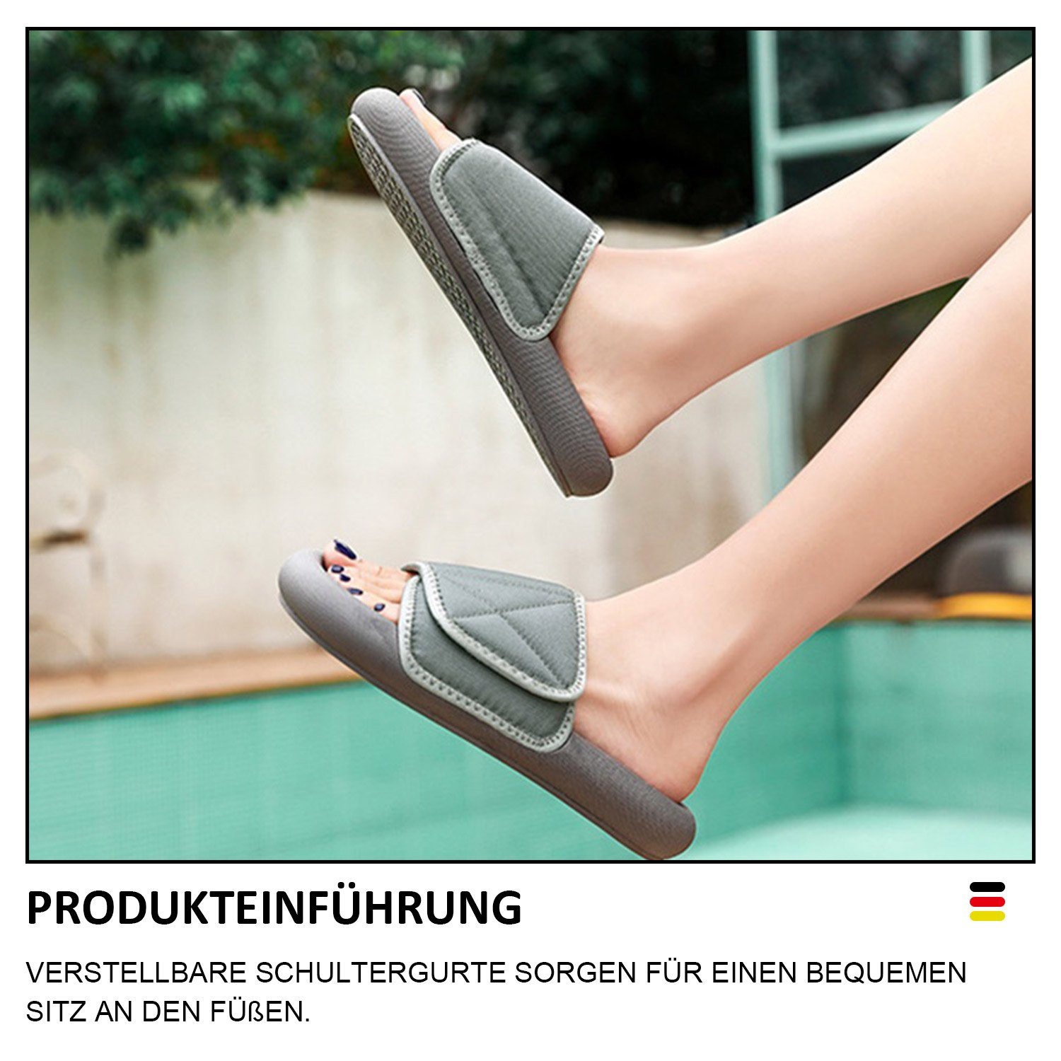 MAGICSHE Badezimmerpantoffeln, Duschsandalen mit dicker Sohle, Badezimmer Badesandale Unisex Strandsandalen mit verstellbarer Schnalle