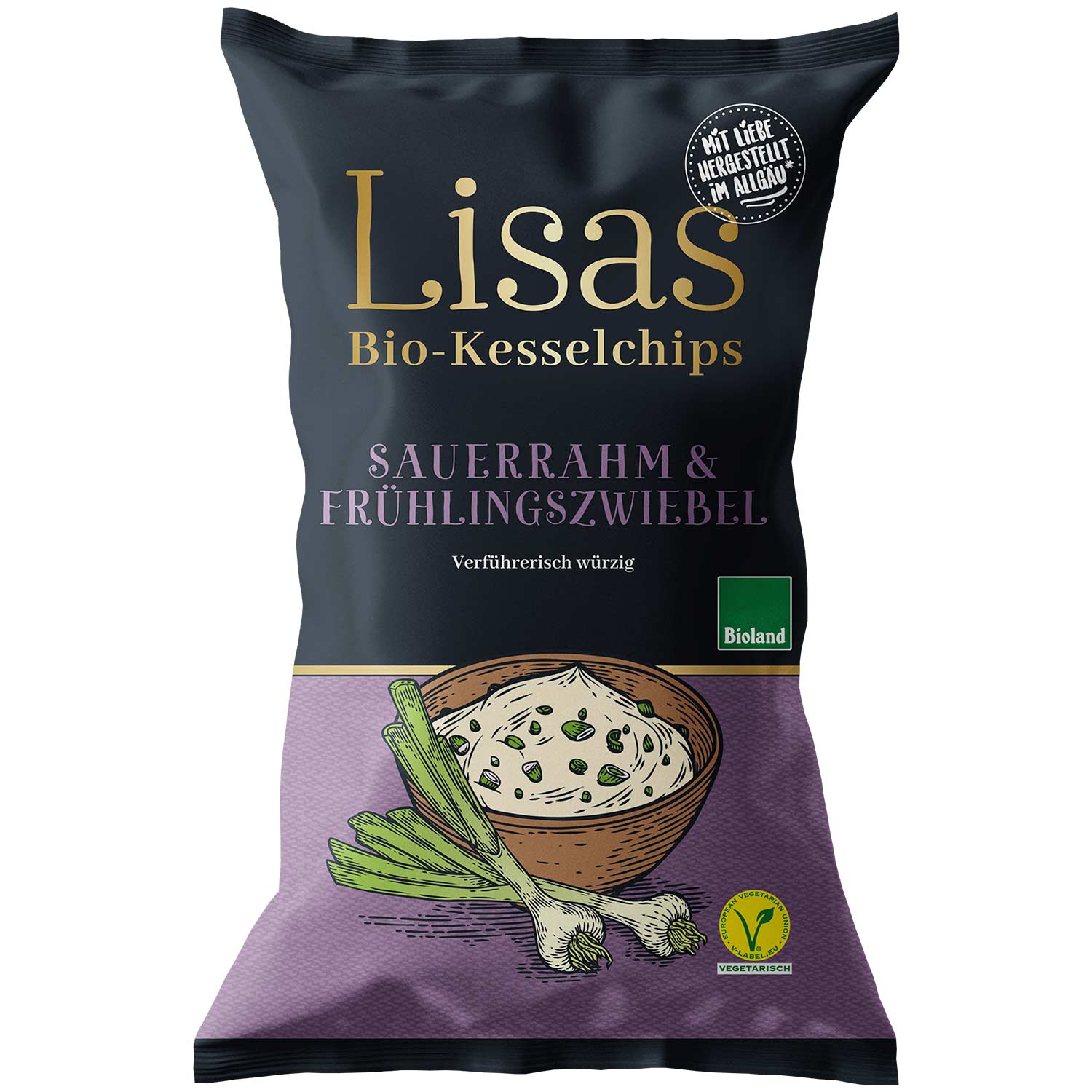Lisas Bio-Kesselchips Sauerrahm & Frühlingszwiebel 50g