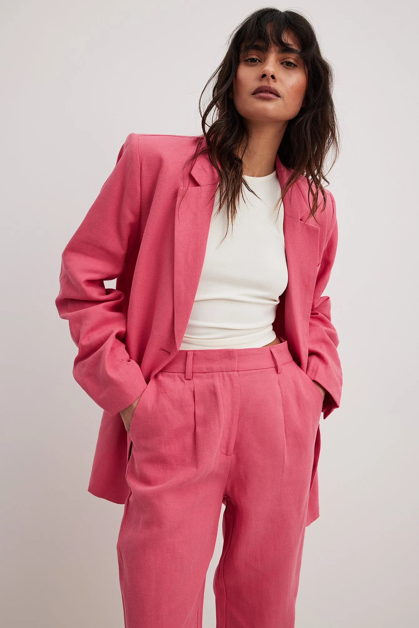 Oversize-Blazer aus Leinenmischung