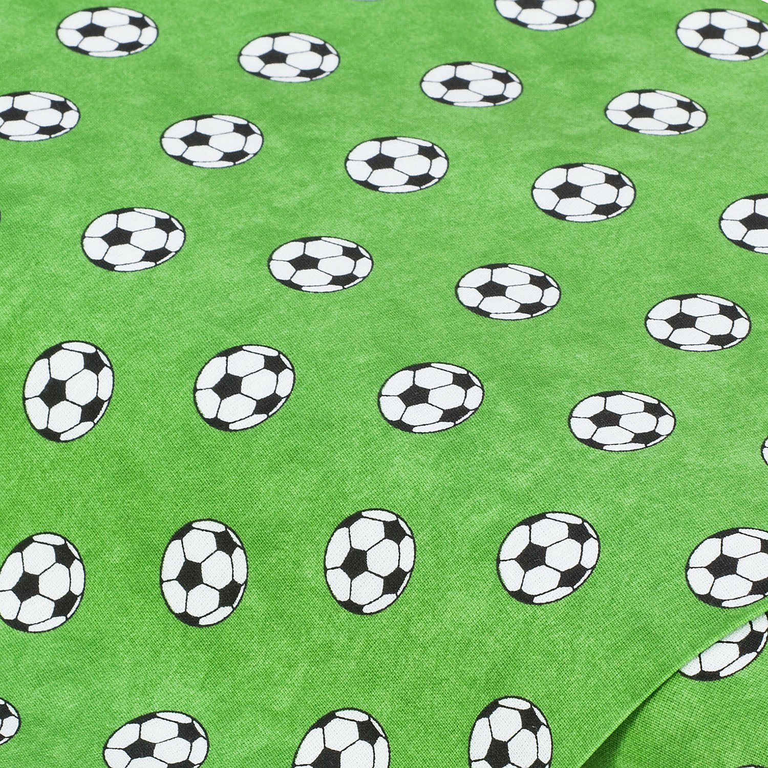 Baumwollstoff Fußball Design, grüngrundig