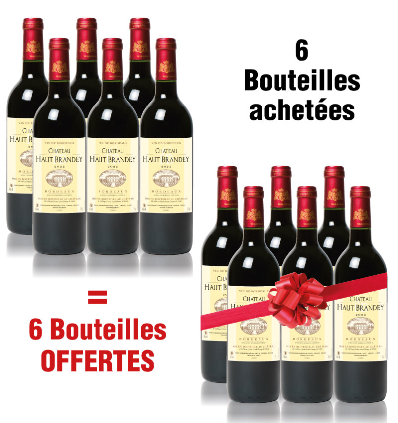 BordeauxChâteau Haut Brandey : 6 achetées + 6 OFFERTES