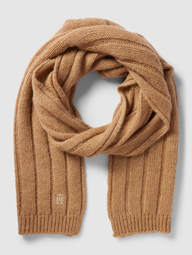 Schal mit Label-Stitching Modell 'Timeless' in beige