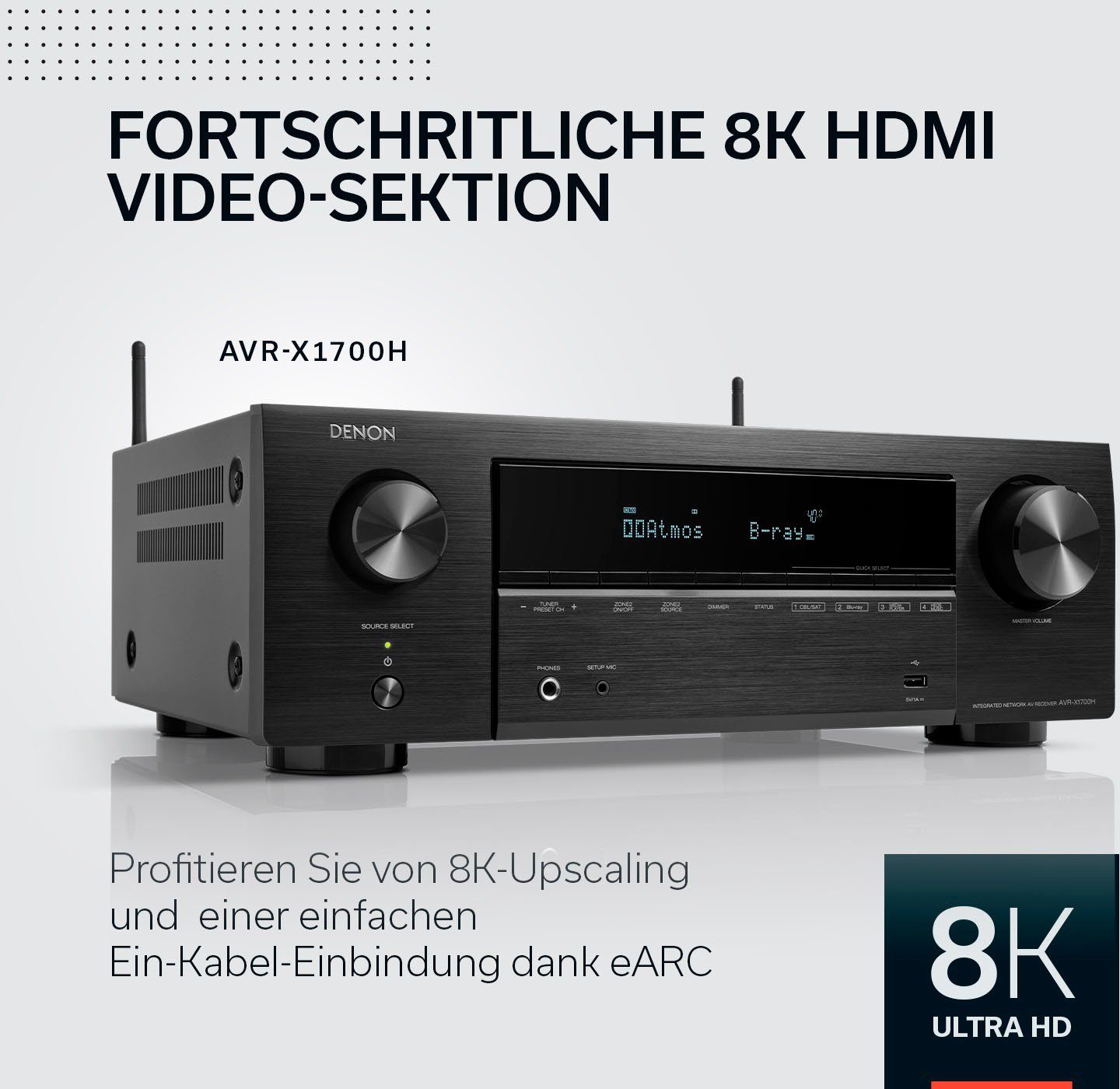 Denon AVR-X1700H 8K- 7.2 Heimkinosystem (Bluetooth, WLAN, Dolby Vision)