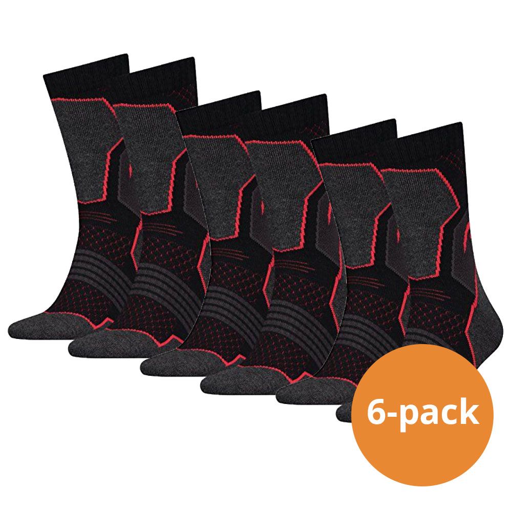 HEAD 6 Paar Hiking Crew Black/Red Wandersocken