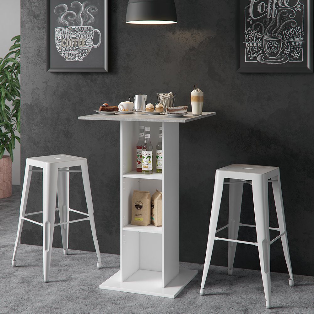 Vicco Bartisch Stehtisch Tresentisch RODEO Weiß Beton