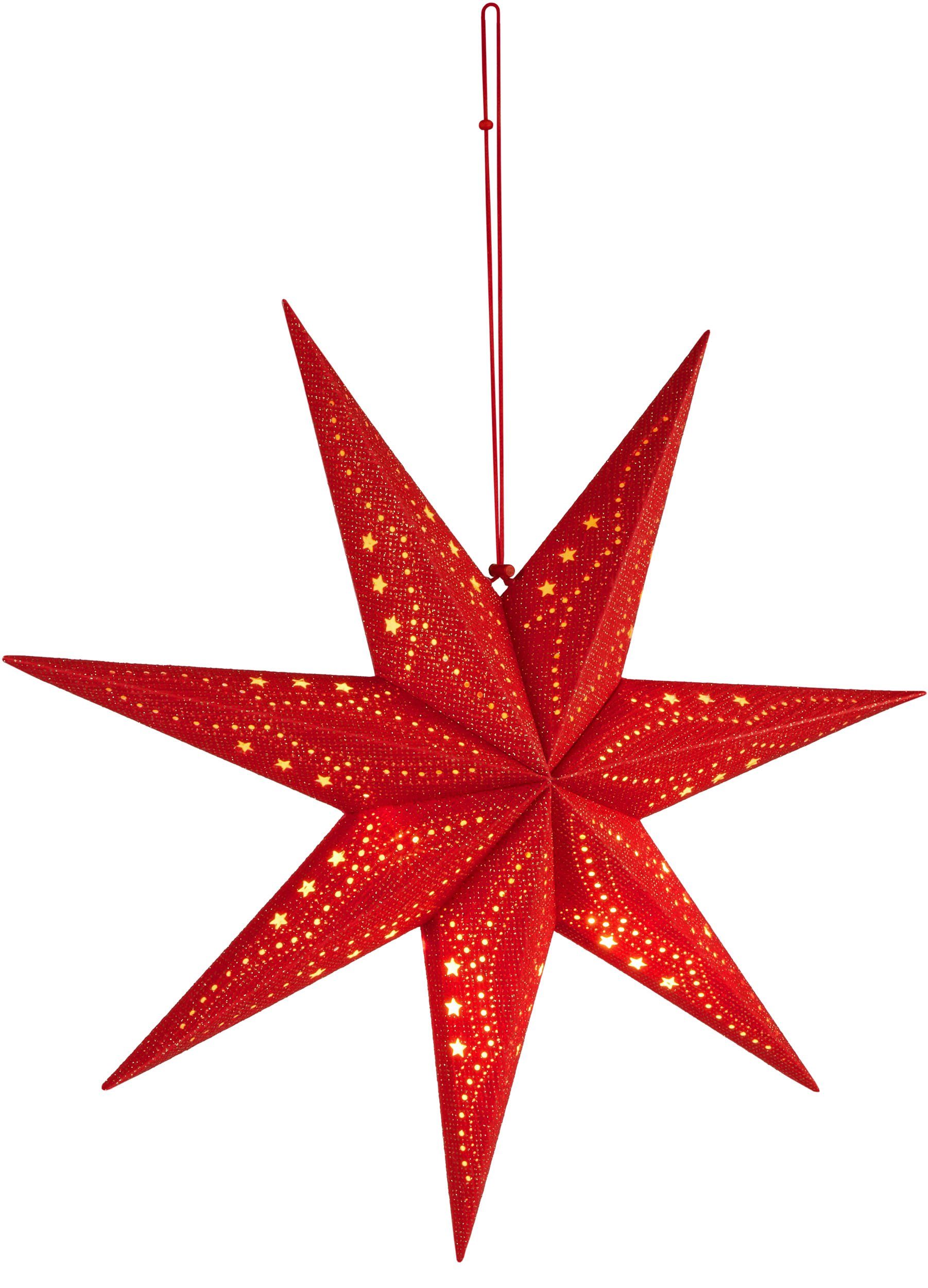 BRUBAKER Dekostern 3D Weihnachtsstern zum Aufhängen - Fenster Papierstern mit E14 Fassung, 1 St., 60 cm Deko Adventsstern - Weihnachten Leuchtstern mit 3,5 m Kabel