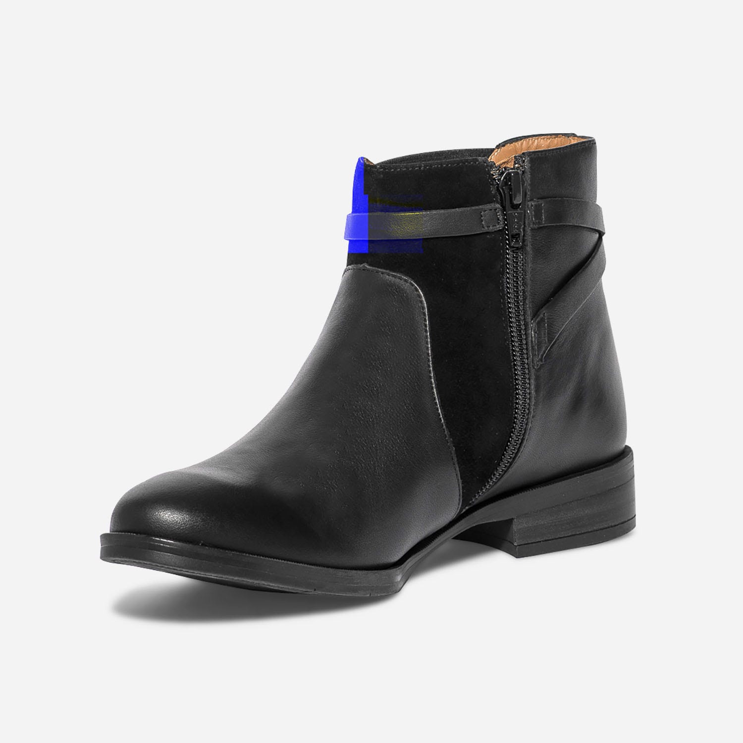Chelsea boots ERAM FLEX noir en cuir éco-conçu avec bride