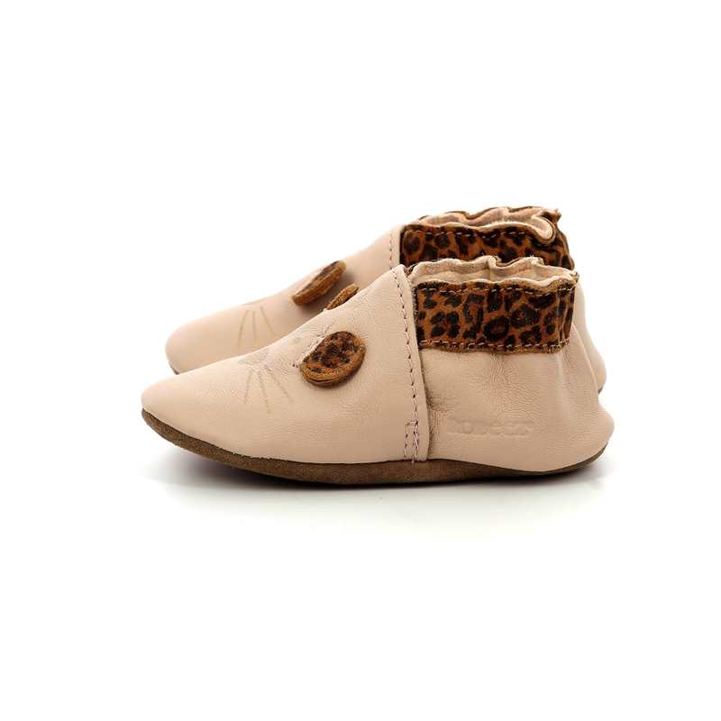 Chaussons cuir tannage vegetal Leo Mouse