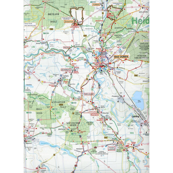 Radwander- und Wanderkarte Naturpark Dübener Heide und Umgebung 1 : 50 000 - Wanderkarte