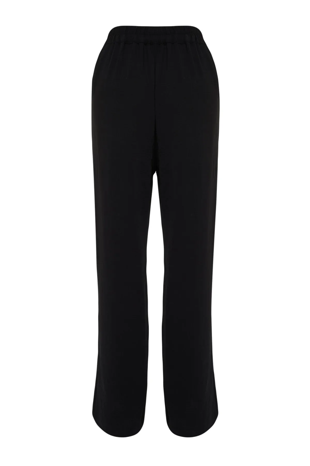 Trendyol Curve  Schwarze plissierte Webhose mit hoher Taille TBBSS22PL0448