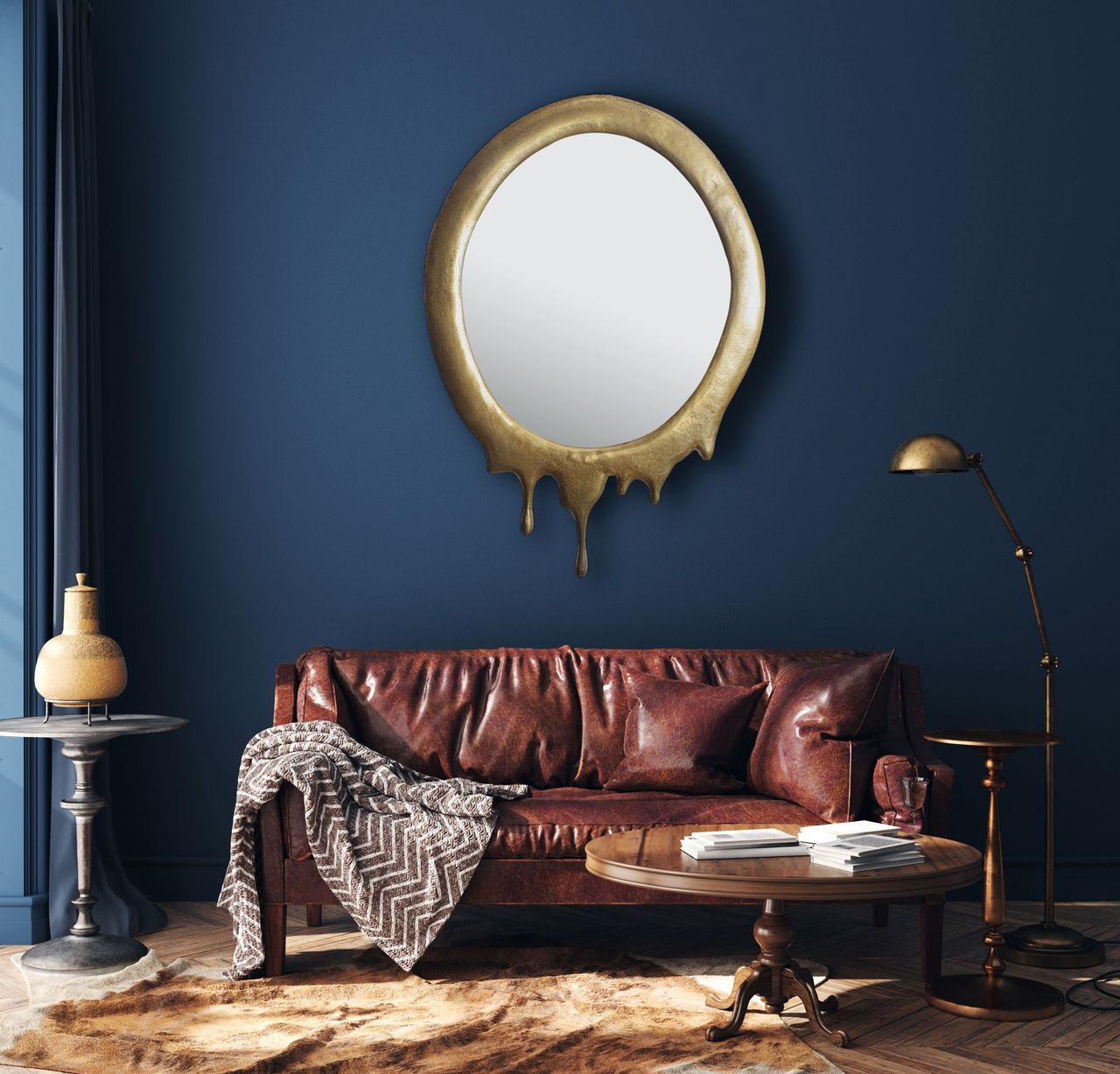 Wohnling Wandspiegel 50x71 cm Glas Gold