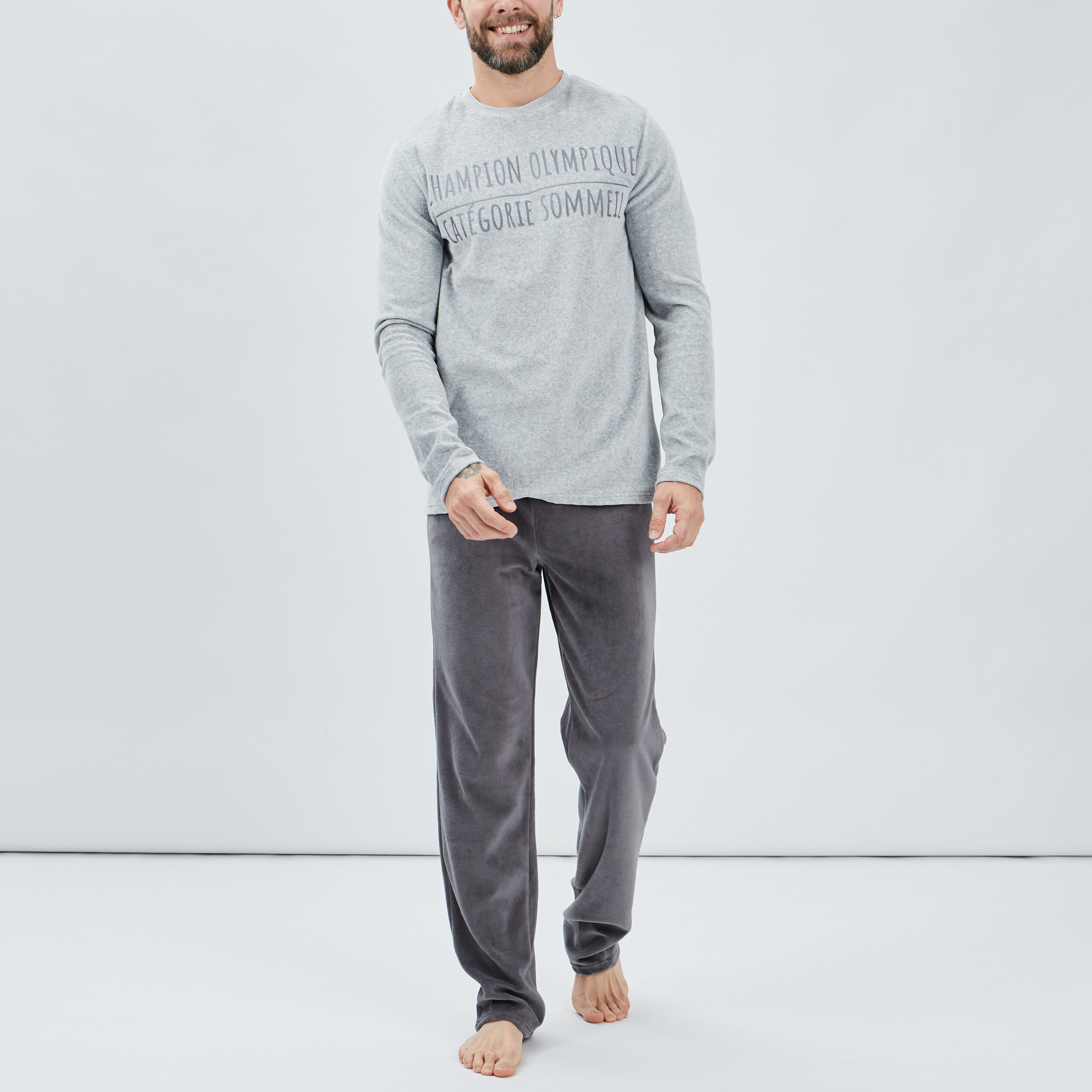 Ensemble pyjama 2 pièces gris homme | La Halle