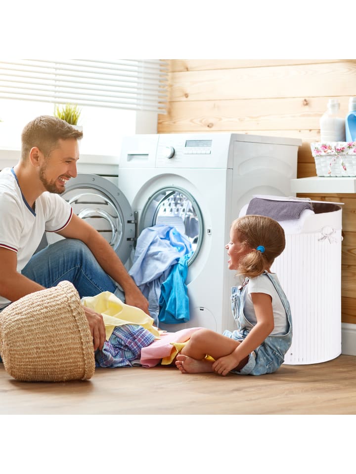 relaxdays 2x Wäschekorb in Natur/ Weiß - Je 80 l günstig kaufen onesize