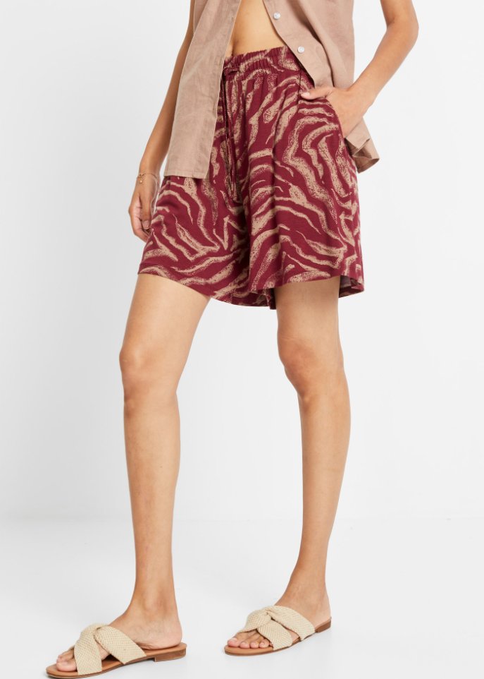 Weite Viskose-Jerseyshorts mit High-Waist-Bequembund