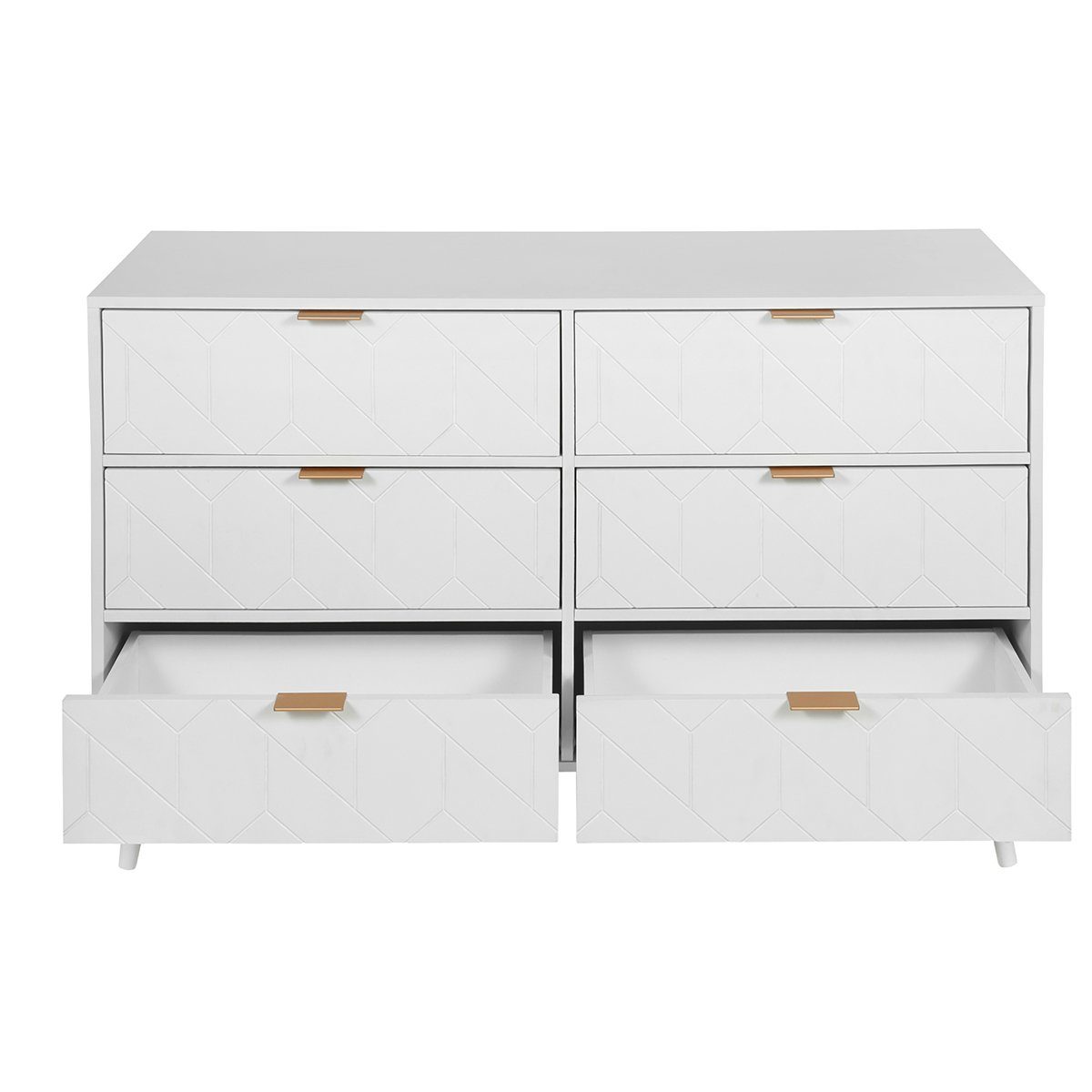 PHOEBE CAT Sideboard (Kommode mit 6 Schubladen), Highboard für Schlafzimmer & alle Wohnräume, 120x39.5x80.5cm