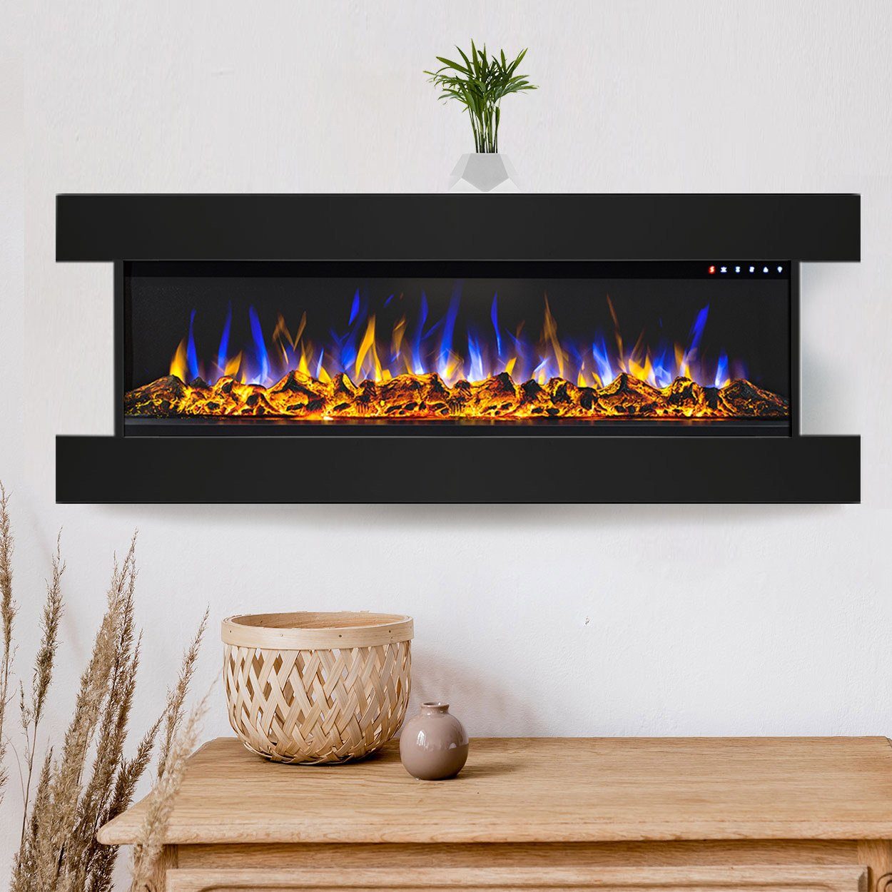 GLOW FIRE Elektrokamin Insert Clear, mit Heizfunktion bis 1600W, Fernbedienung & Abschaltautomatik