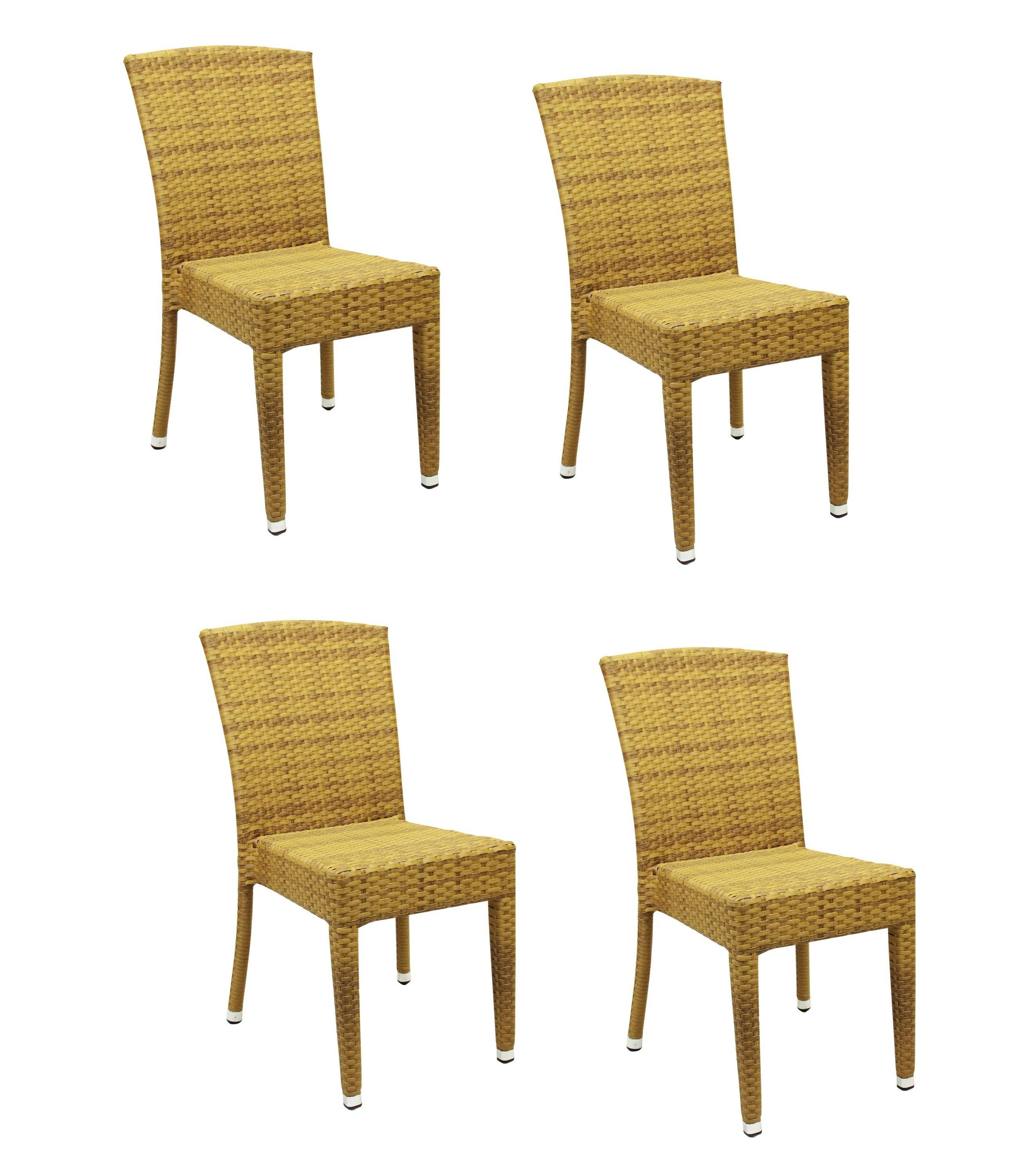 Konway Stapelstuhl MAUI (4 St), 4x KONWAY® MAUI Stapelstuhl Tabaco Polyrattan Sessel stapelbar