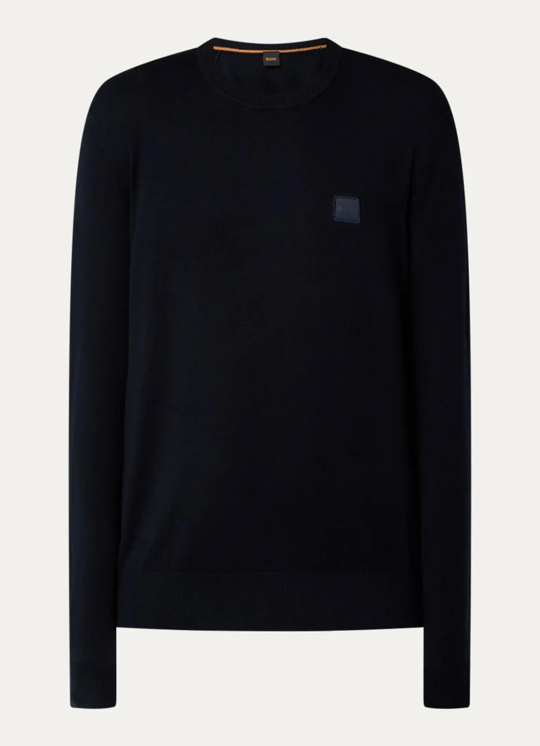 HUGO BOSS Kanovano fine-knit pullover in cashmere blend with logo