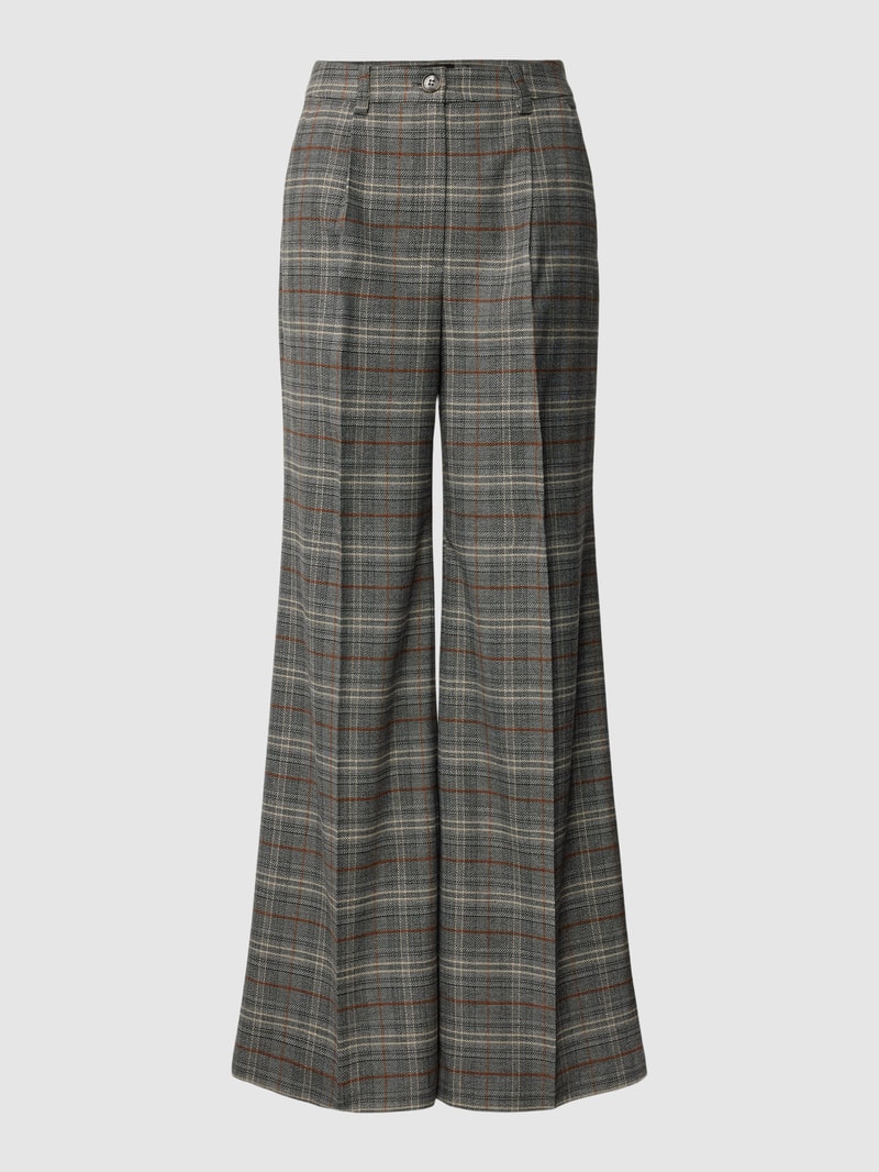 Stoffhose mit Tartan-Karo und Bügelfalten in anthrazit