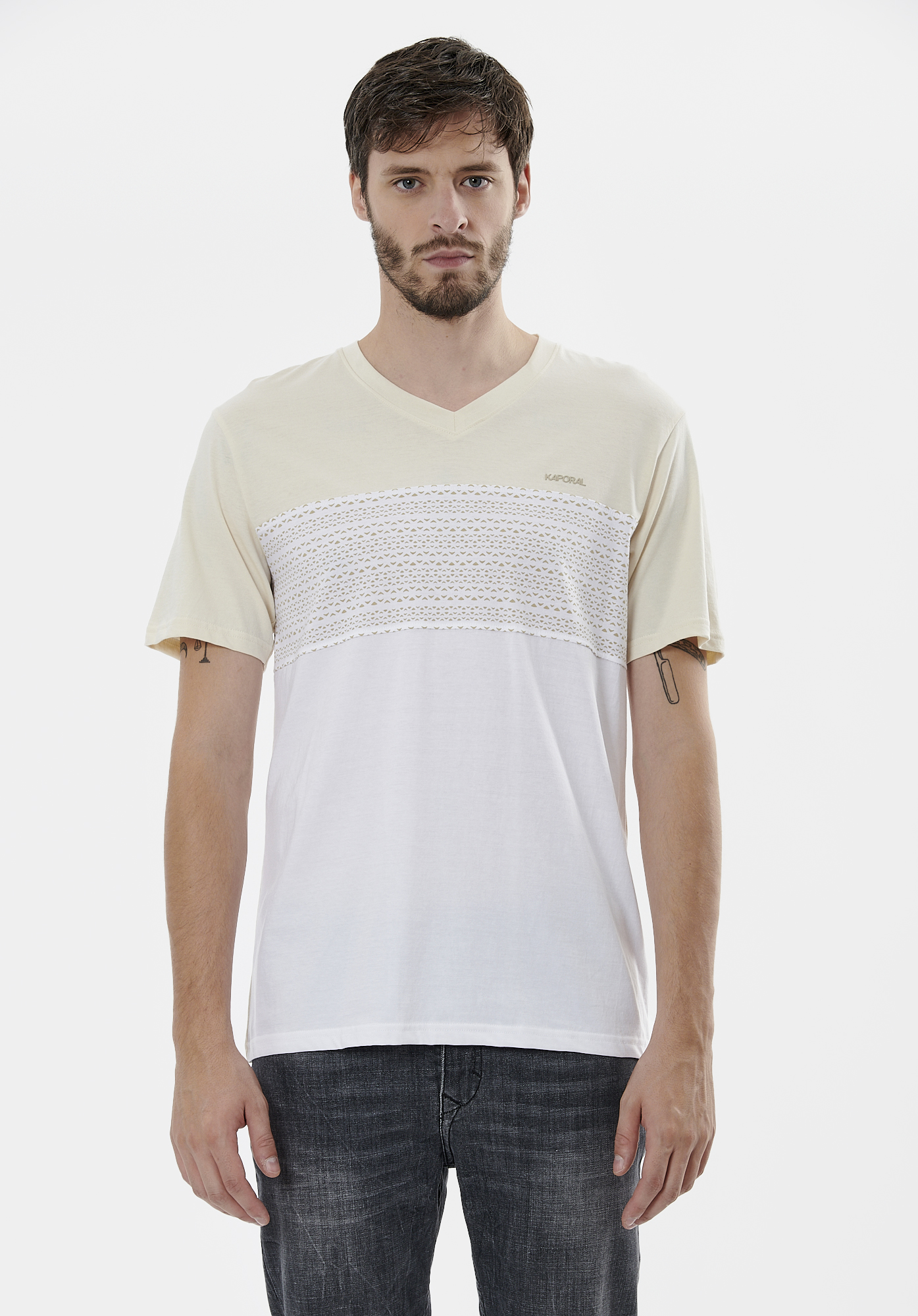 TEBA   T-shirt ecru homme 100% coton
