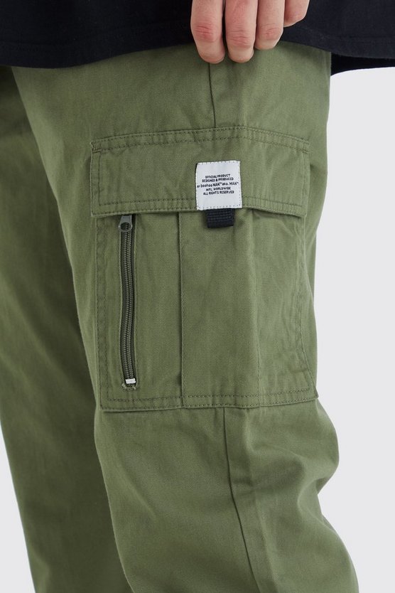 Tall lockere elastische Cargo-Hose mit Reißverschluss-Detail