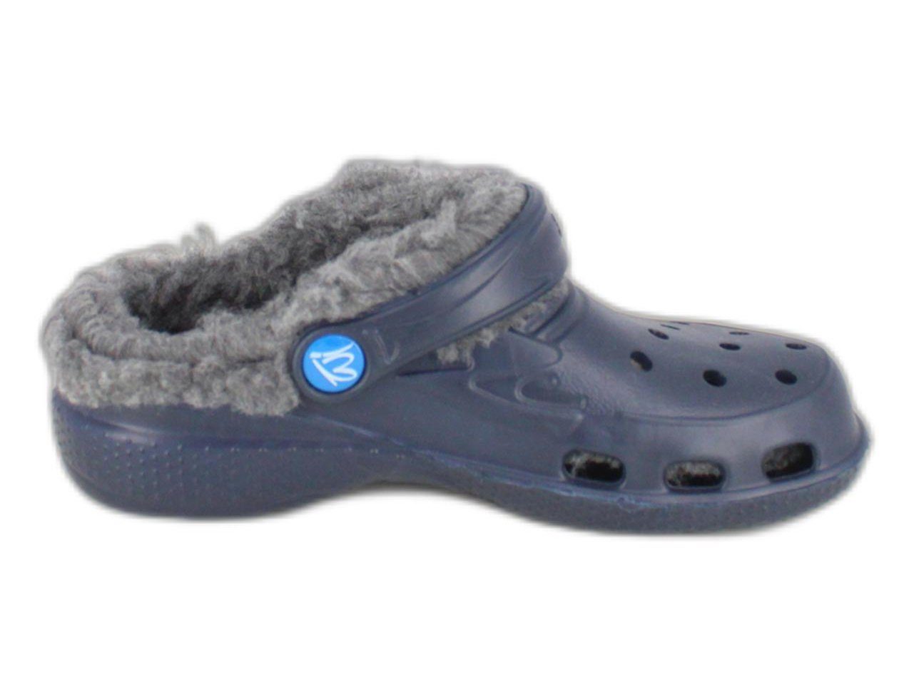 Beck Clogs mit Warmfutter Badeschuh (für warme Füße durch flauschiges Warmfutter) für Kinder Damen und Herren, federleichte Clogs, mit Fersenriemen