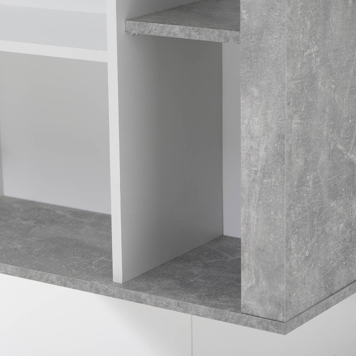 Homestyle4u Wohnwand Schrankwand Anbauwand Wohnzimmer-Set Modern Weiß Beton Optik Holz, (3-St)