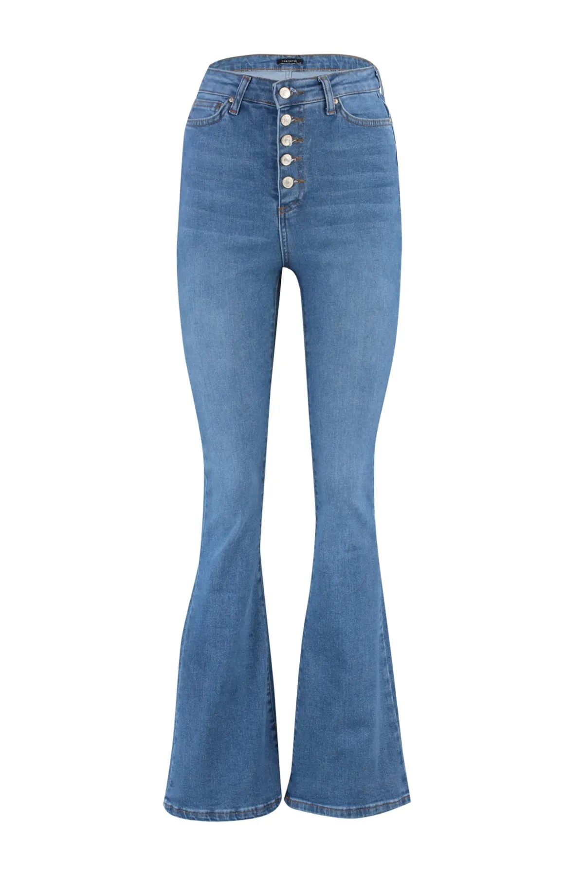 Trendyol Collection  Hellblaue Schlagjeans mit Knopfleiste und hoher Taille TWOSS20JE0111