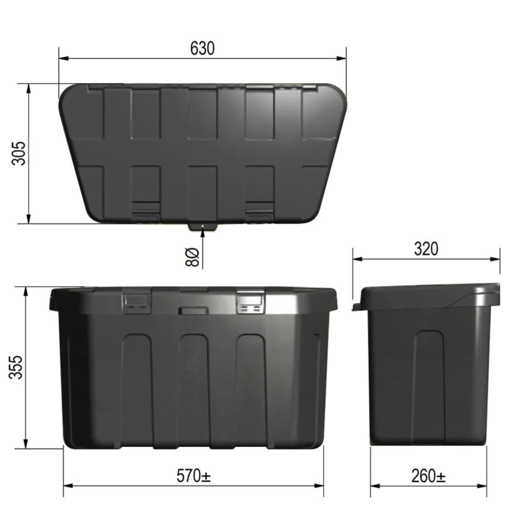 ProPlus Lagerbox für Zugdeichsel Kunsstoff 320 x 630 x 355 mm 340061 Batterie-Ladegerät (1-tlg)