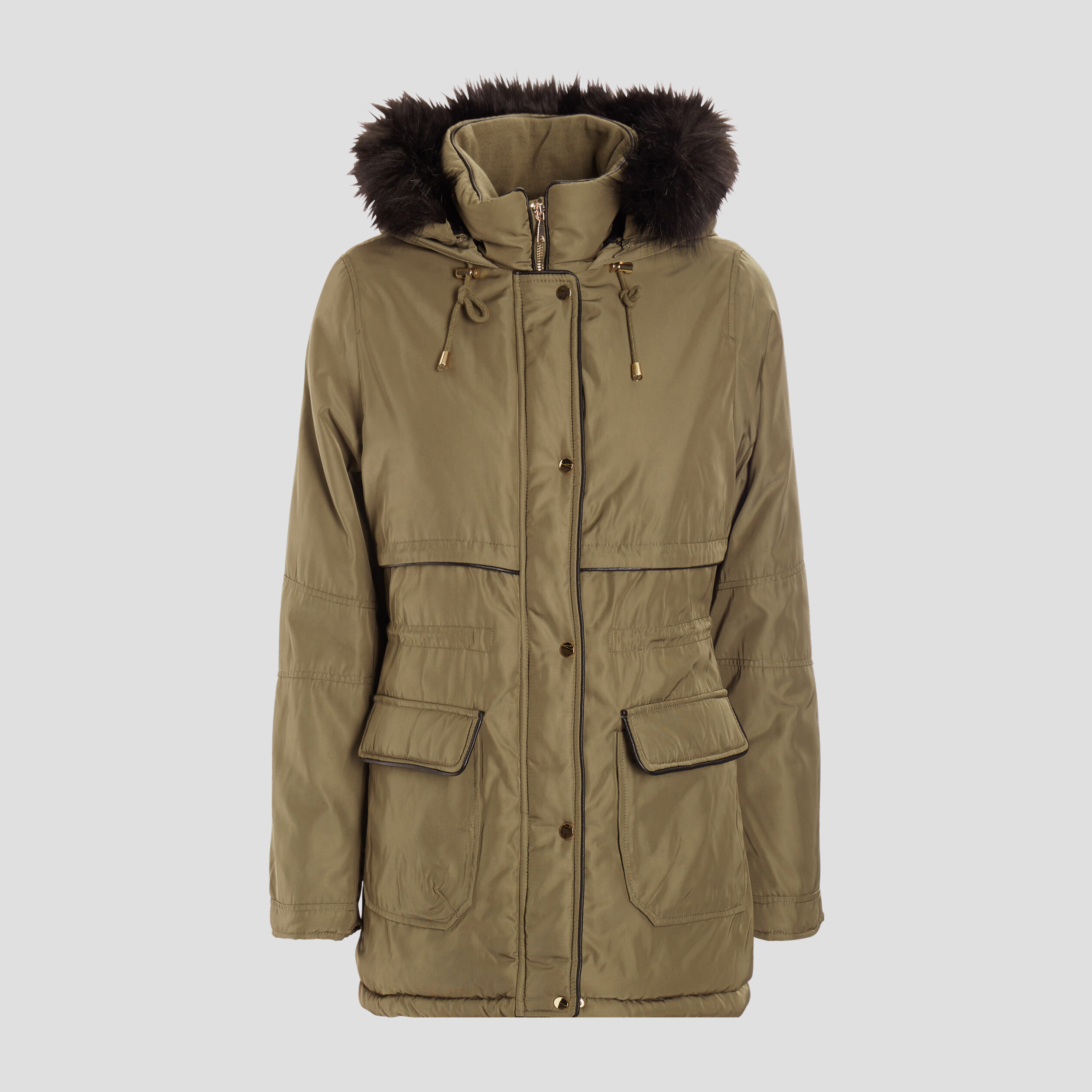 Parka droite à capuche taupe femme | La Halle