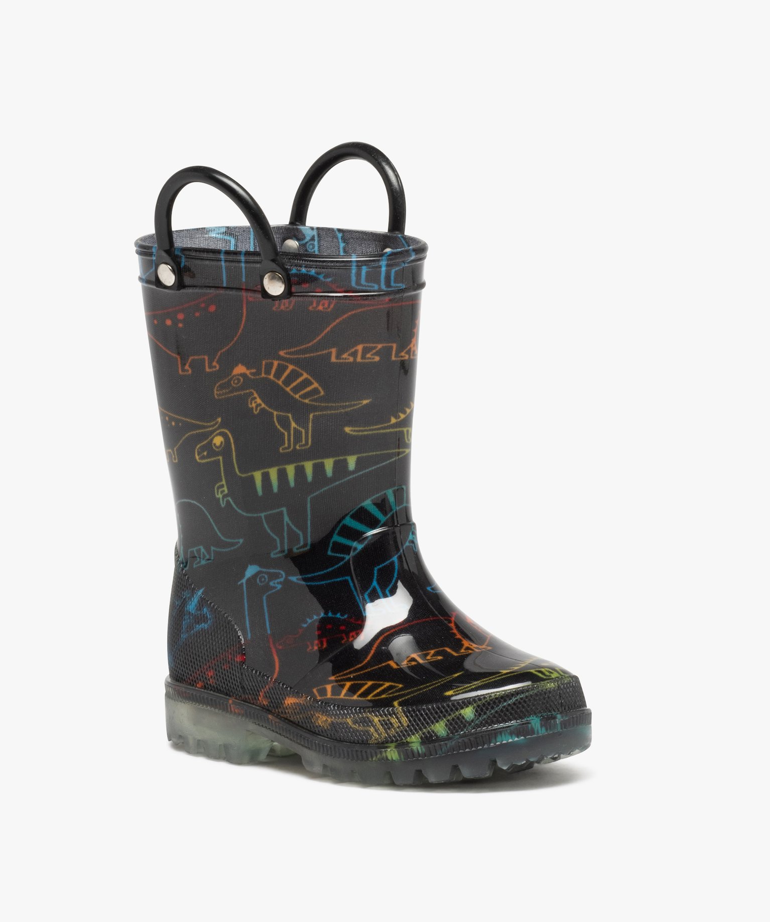 Bottes de pluie Garçon à motifs dinosaures avec anses noir | GEMO