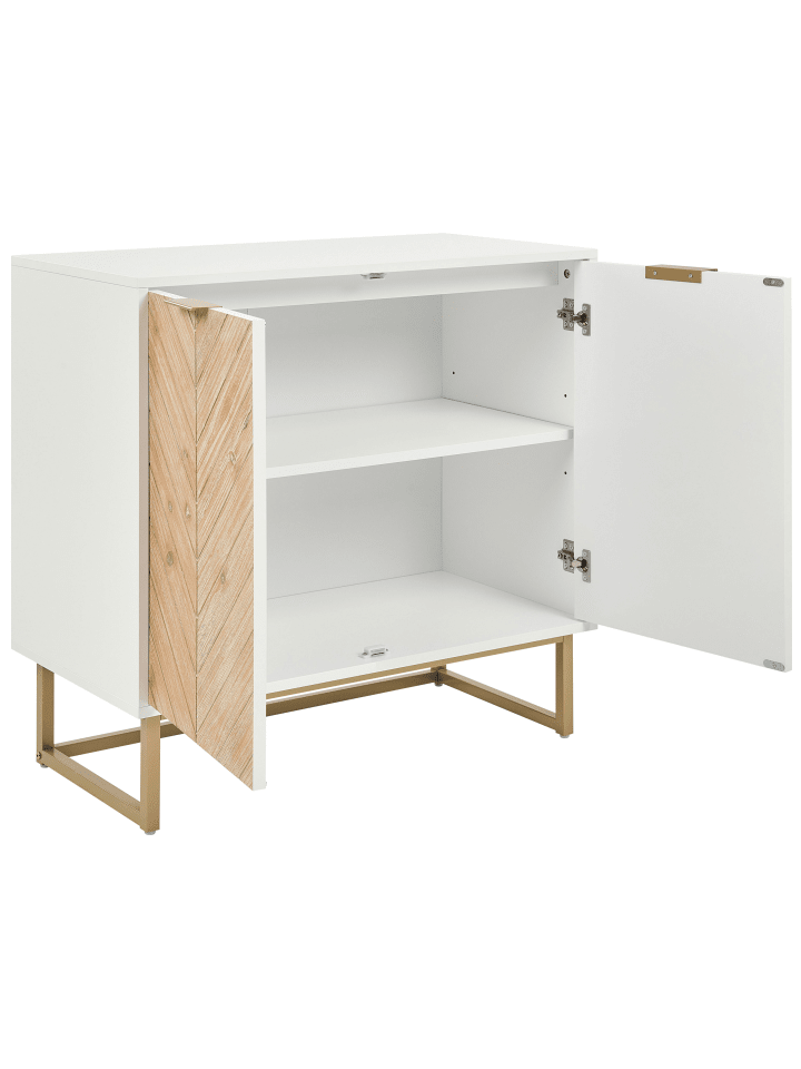 Beliani Sideboard ALASKA in Weiß/Heller Holzfarbton/Gold - (W) 80 x (H) 80 x (L) 40 cm günstig kaufen onesize