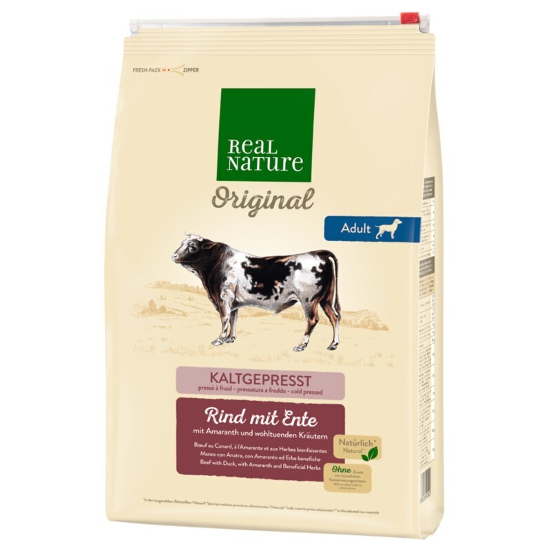 REAL NATURE Hundetrockenfutter REAL NATURE Original Adult Rind mit Ente 4 kg