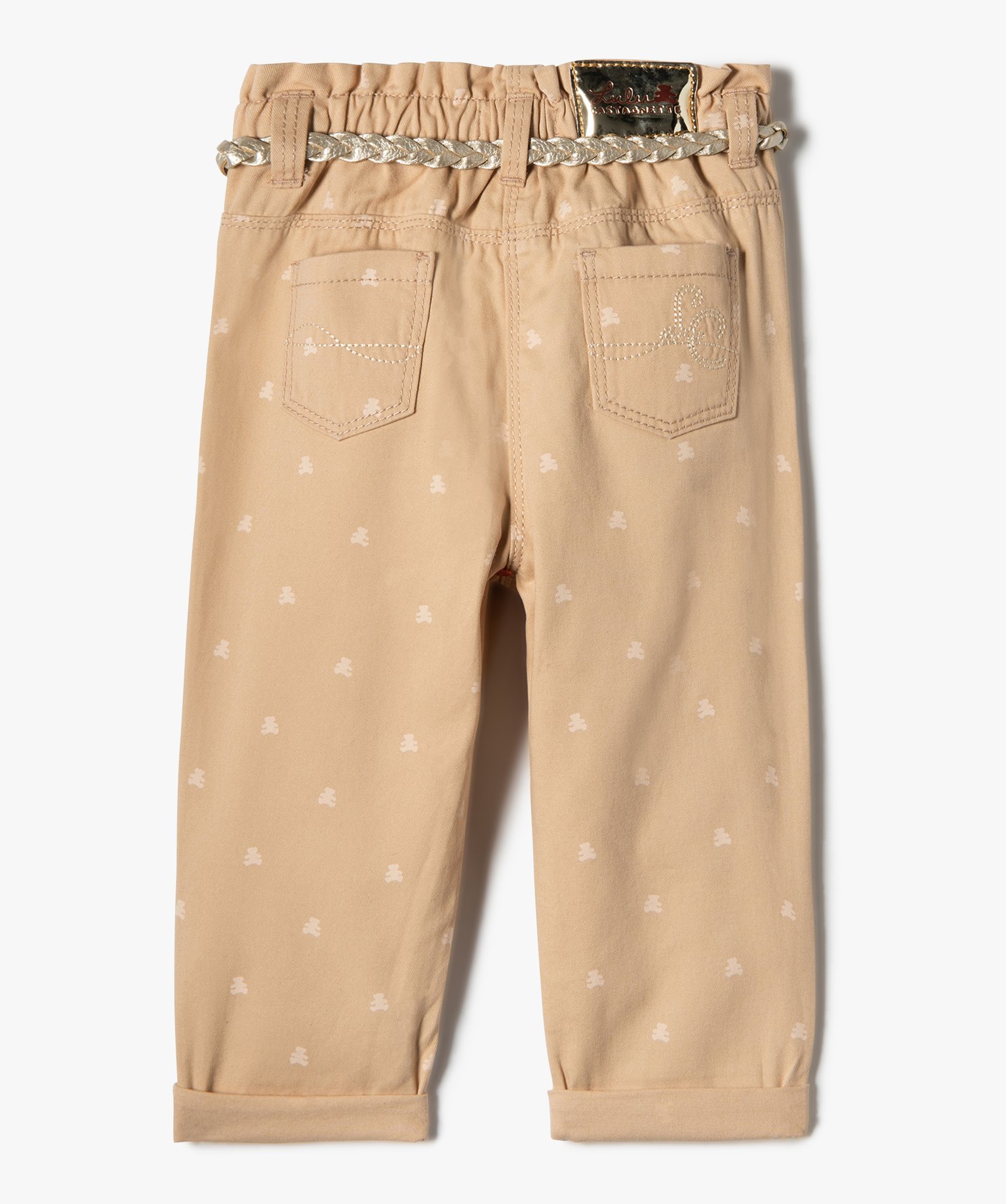 Pantalon bébé fille coupe carotte avec motif et ceinture t... ecru | GEMO