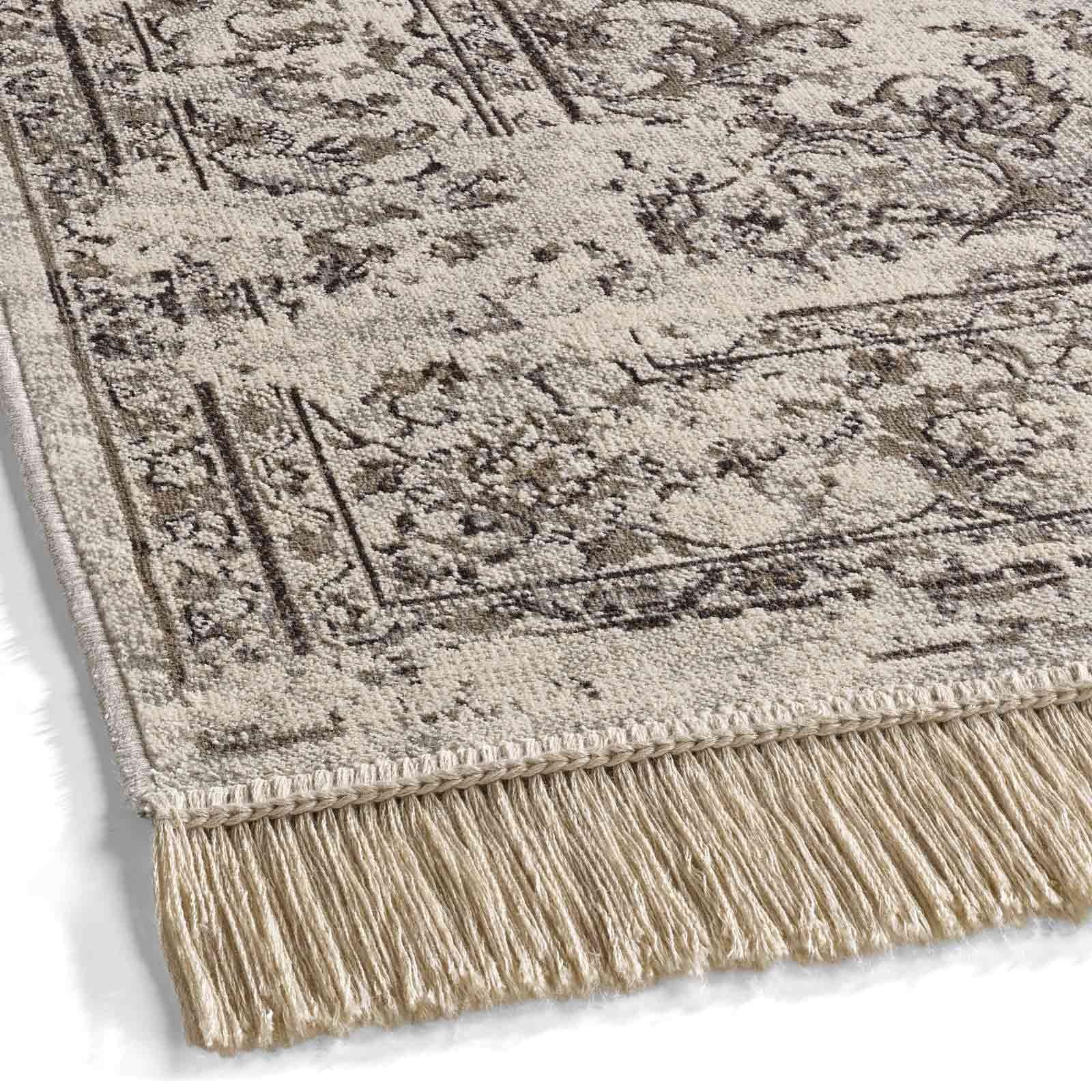 Teppich Palazzo Royal Kerman, TaraCarpet, rechteckig, Höhe: 6 mm, Kerman Seiden Optik grau Wohnzimmer Schlafzimmer Esszimmer 67x105