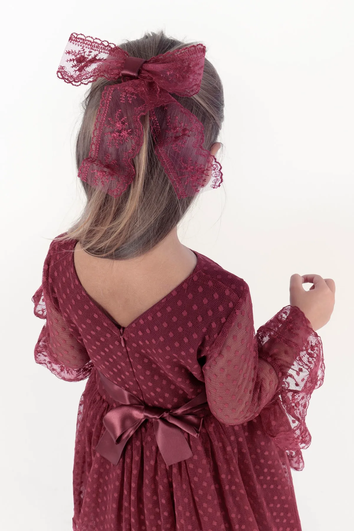AHENGİM  Trendiges Abendkleid für Mädchen mit Schnalle und Tüllspitze Ak2209