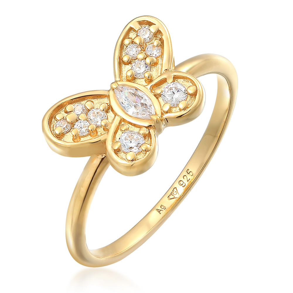 Elli Elli Bague Femmes symbole papillon étincelant avec zirconium en argent sterling 9 Bague