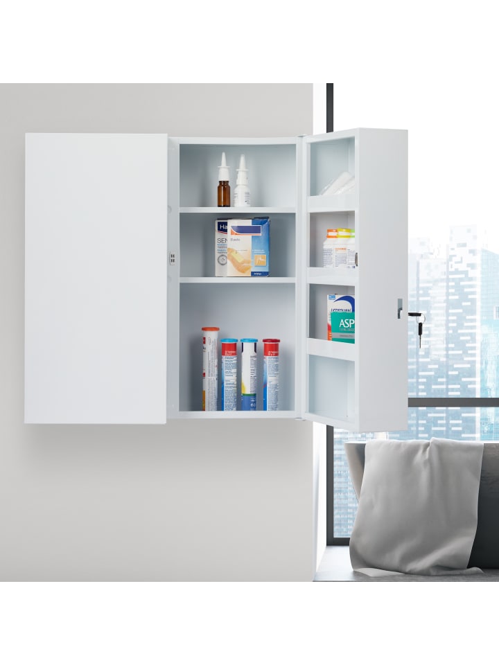 relaxdays Medizinschrank in Weiß - (B)52,5 x (H)53 x (T)19,5 cm günstig kaufen onesize