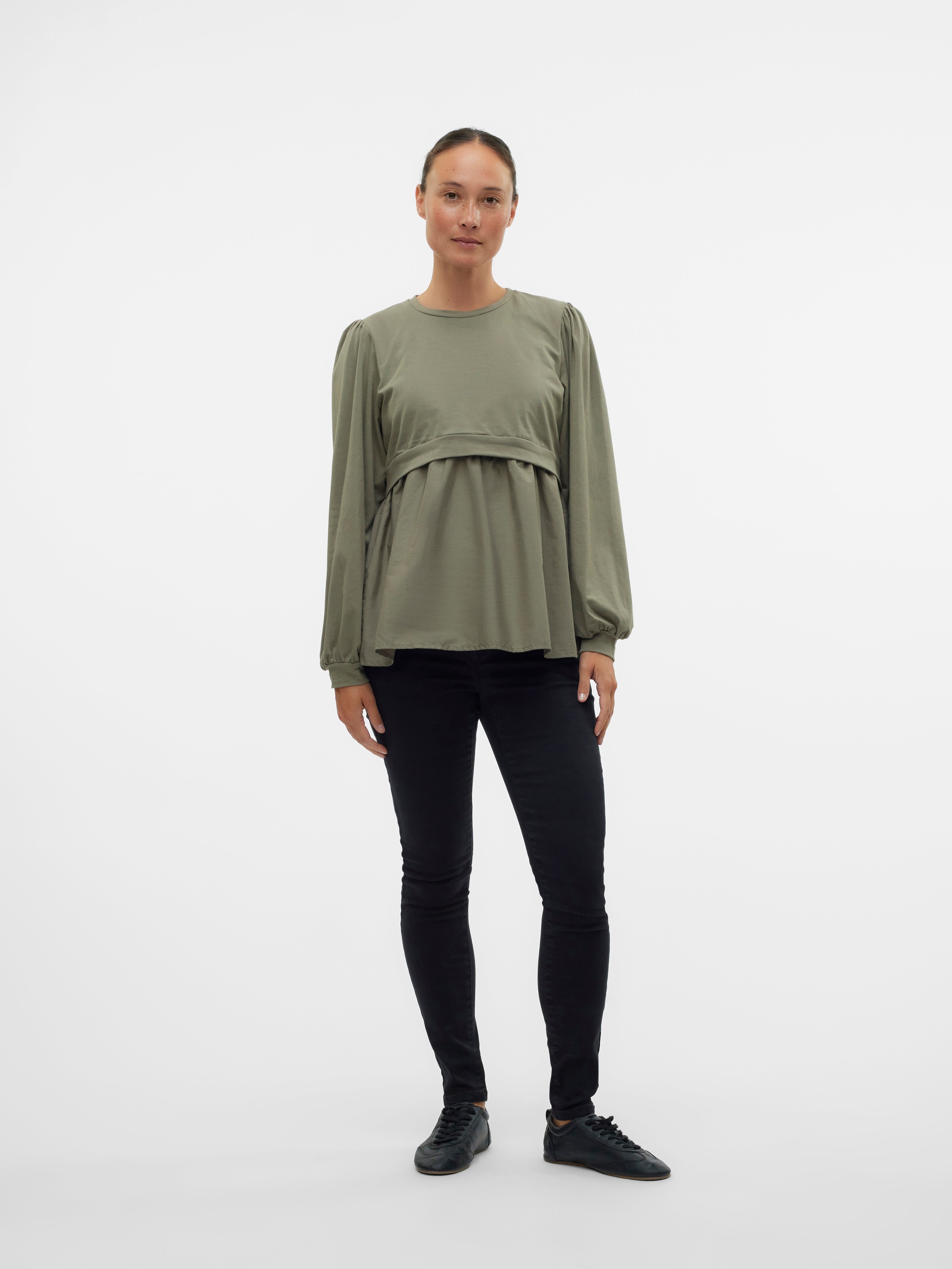 Normal geschnitten Rundhals Top
