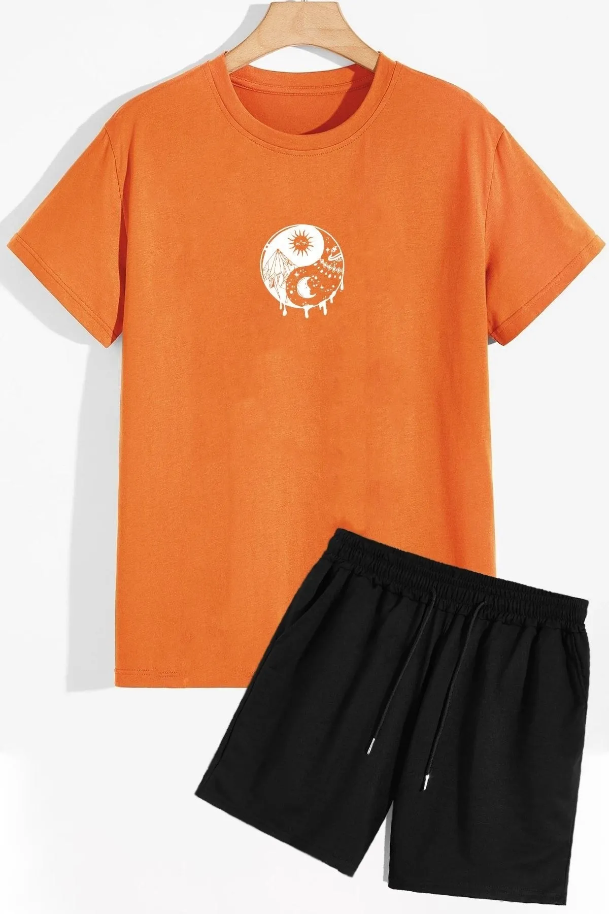 trendypassion  Ying Yang Shorts T-Shirt-Trainingsanzug-Set